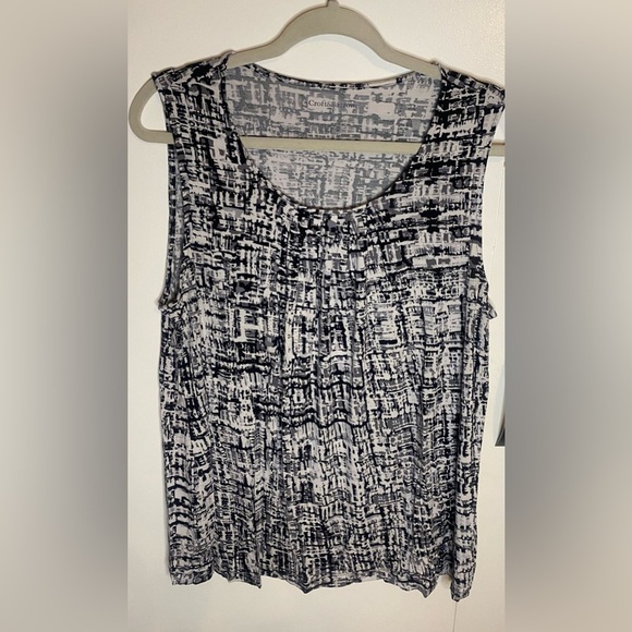Women’s Croft & Barrow Scoop Neck Black/White Pleated Tank Size 1X - Picture 1 of 6